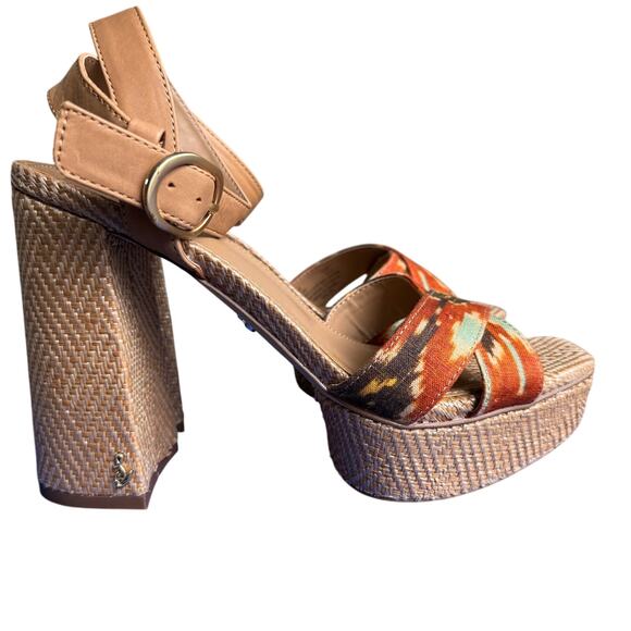 Sam Edelman Nolita Platform Woven Boho Block Heel Ankle Strap Sandal NEW Sz 7.5 - Picture 5 of 11